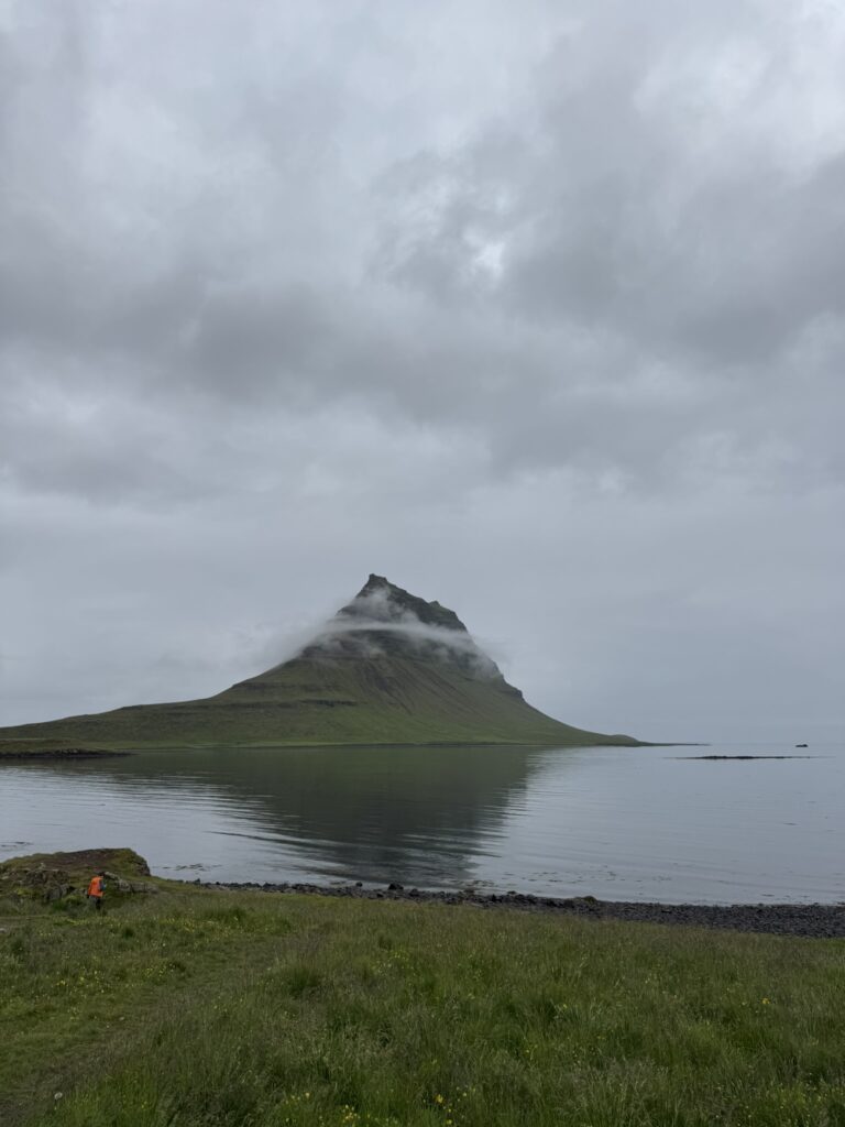 The iconic triangular Kirkjufell mountain on the Snæfellsnes Peninsula